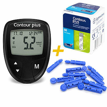 Глюкометр Контур Плюс стартовий набір + 50 тест-смужок і ланцетів