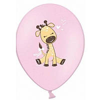 Воздушный шар жирафик на розовом 12" 30 см Бельгия BelBal 1шт