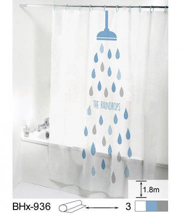 Шторка для ванної силіконова 180x180 см Shower Cortina 81004, фото 1