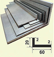 Уголок алюминиевый 60x20x2 разнополочный (разносторонний) 3,0 м.
