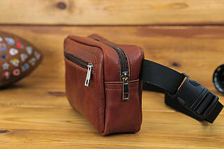 Шкіряна сумка Модель №59, натуральна шкіра, італійський Краст, колір коричневий, відтінок Вишня, фото 3