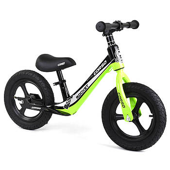 Дитячий беговел 12 дюймів (надувн.колеса, магнієва рама) Corso ROCKET MG 14452 Зелений