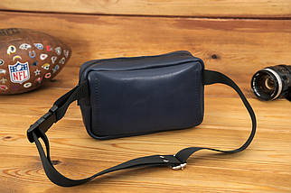 Шкіряна сумка Модель №59, натуральна шкіра італійський Краст, колір Синій, фото 3