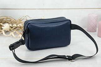 Шкіряна сумка Модель №59, натуральна шкіра італійський Краст, колір Синій, фото 3