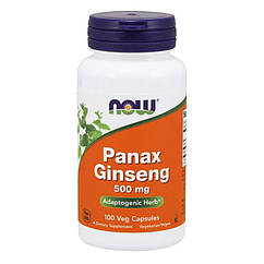 NOW Foods Panax Ginseng 500 mg, Женьшень (100 вег. капс.)