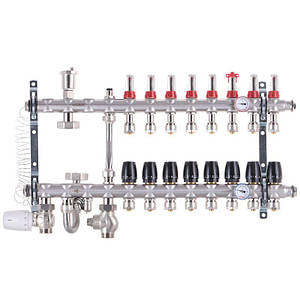Колектор Koer 1"х8 в зборі, нижнє підключення (Чехія) SUS304