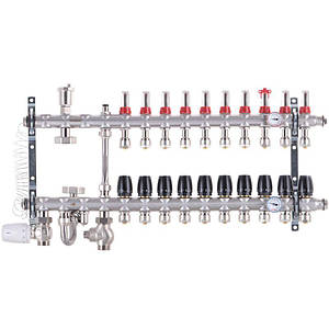 Колектор Koer 1"х10 в зборі, нижнє підключення (Чехія) SUS304