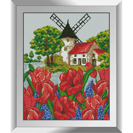31734 Млин у квітах Набір алмазної мозаїки, фото 1