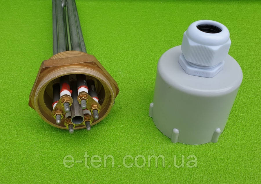 Блок-тен прямий KAWAI з неіржавкої сталі 4500 W/380V ("трикутник")/на різі 2"(58 мм)/L довжина = 250 мм