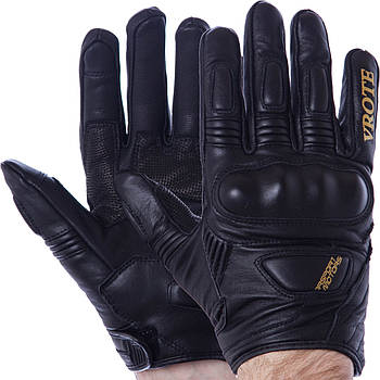 Мотоперчатки шкіряні чоловічі з закритими пальцями VROTE V003 розмір XL чорні