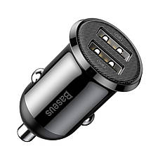 Автомобільний зарядний пристрій в прикурювач Baseus Grain Pro 2хUSB 4.8 A Чорний (CCALLP-01), фото 5