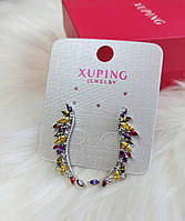 Сережки гвоздики Каффа Xuping Ювелірна біжутерія Сріблястий Родій 18К Циркон 33 мм × 9 мм