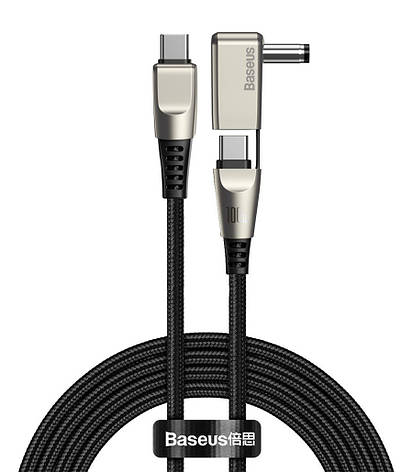 Кабель для зарядки телефона/ноутбука Baseus Flash Type-C-C+DC 5 А 2 м Чорний/ Золотистий (CA1T2-A01), фото 1