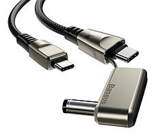 Кабель для зарядки телефона/ноутбука Baseus Flash Type-C-C+DC 5 А 2 м Чорний/ Золотистий (CA1T2-A01), фото 3