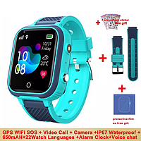 Детские Умные Смарт Часы Smart Watch Kids "Greentiger LT21" Blue с 4G, LBS, GPS, Wi-Fi, Видеозвонок, Фонарик