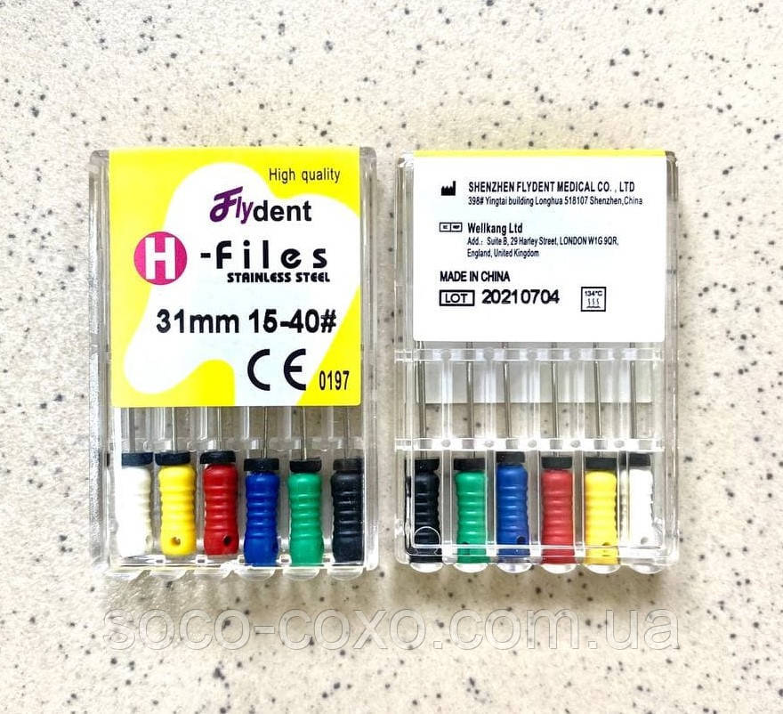 H-Files FlyDent 31 mm 15-40# 6шт/уп. Висока якість. Оригінал.