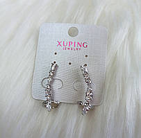 Сережки гвоздики Каффа Xuping Ювелірна біжутерія Сріблястий Родій 18К Циркон 30 мм × 4 мм