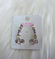 Сережки гвоздики Каффа Xuping Ювелірна біжутерія Сріблястий Родій 18К Циркон 30 мм × 4 мм