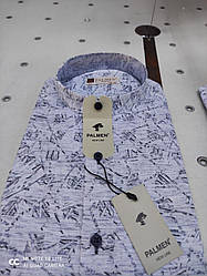 Льняна сорочка з коротким рукавом Palmen, стійка