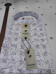 Льняна сорочка з коротким рукавом Palmen, стійка