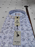 Льняная рубашка с коротким рукавом Palmen , стойка