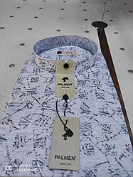 Льняна сорочка з коротким рукавом Palmen, стійка