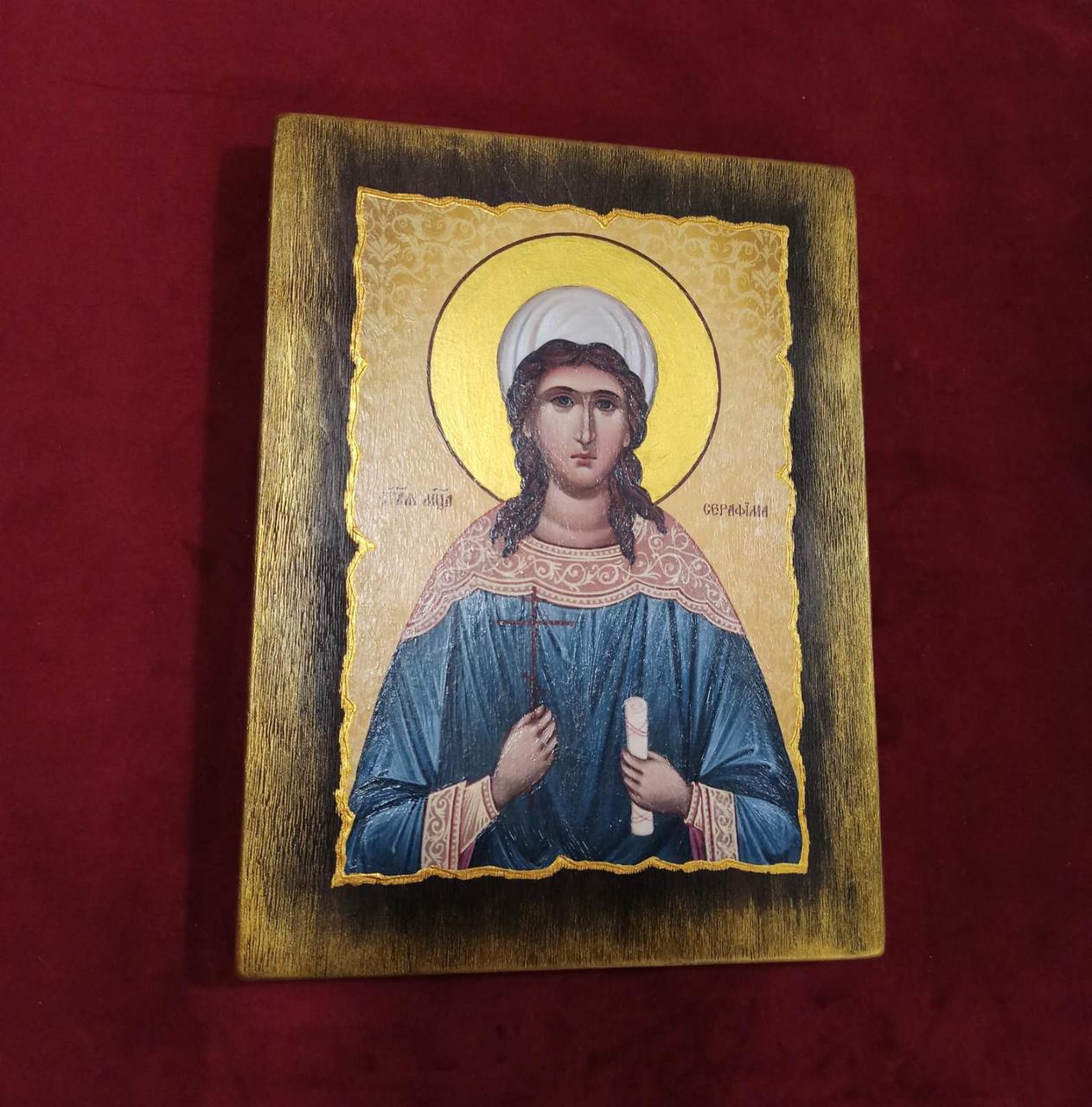 Свята Серафима ікона поясна на дереві