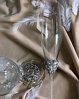 Свадебные бокалы с камнями с прозрачной ножкой - 1024