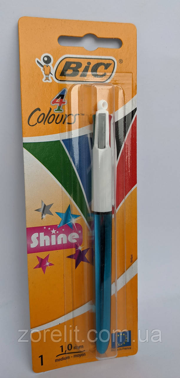 Ручка кулькова BIC 4 Colours Shine синя, фото 1