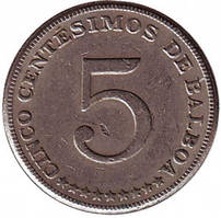 Монета 5 сентесимо. 1967,68,62,75 рік, Панама.(БО)