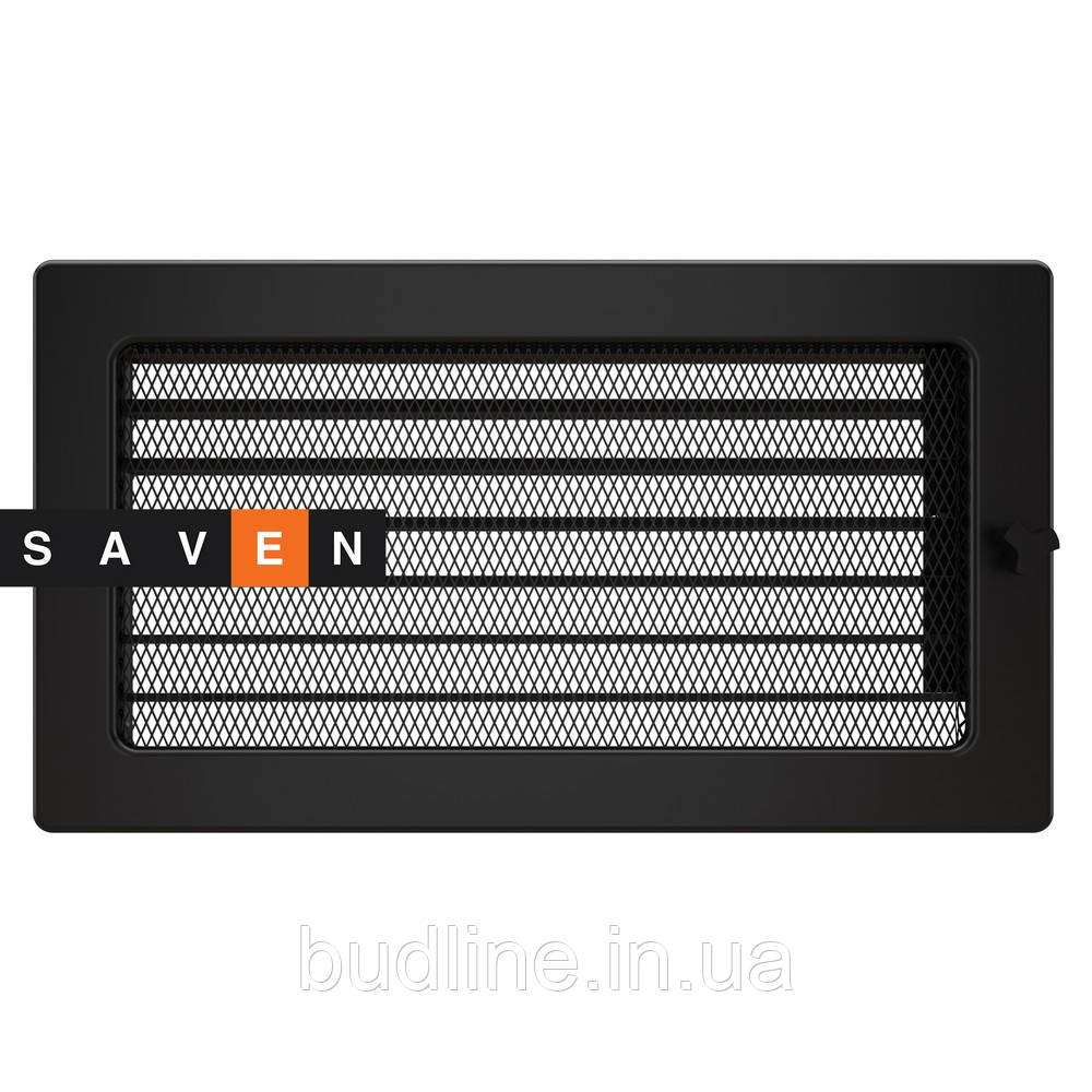 Вентиляційна решітка для каміна SAVEN 17х30 чорна з жалюзі