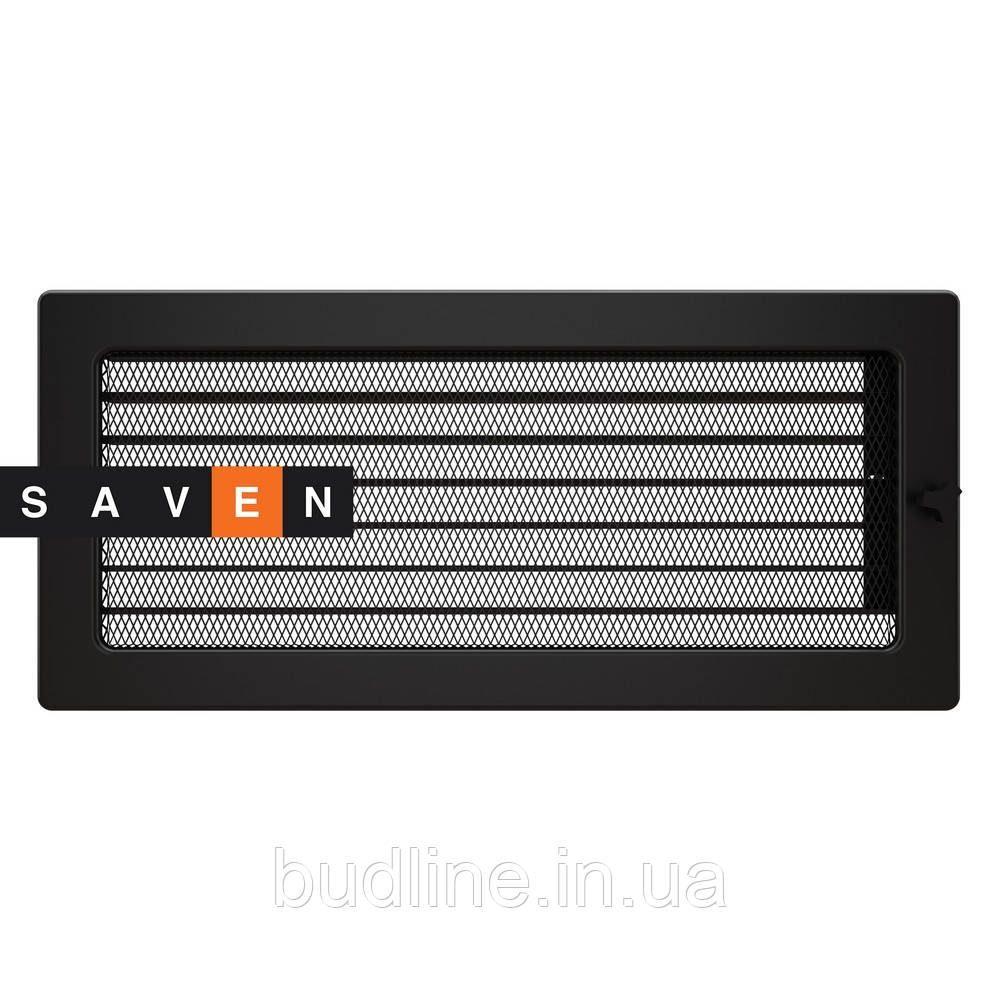 Вентиляційна решітка для каміна SAVEN 17х37 чорна з жалюзі