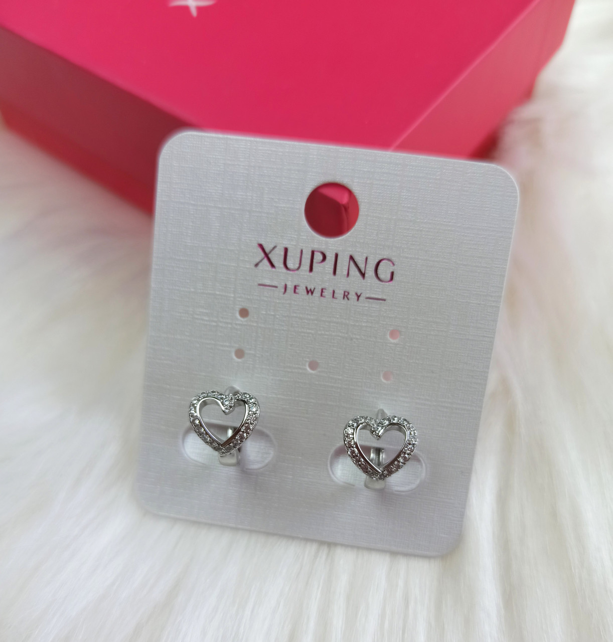 Сережки Xuping Ювелірна біжутерія Сріблястий Родій 18К Циркон 10 мм × 10 мм
