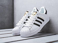 Adidas Superstar White Black Gold кроссовки белые женские и мужские