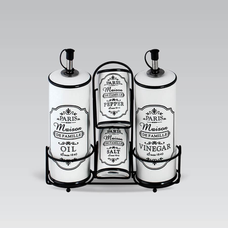 Набір для спецій Maestro MR-20030-04S Paris Maison 4 керамічні ємності з підставкою, фото 1