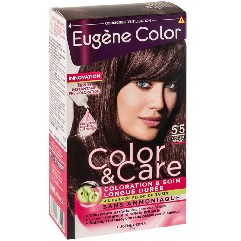 Стійка Фарба без Аміаку Eugene Color Paris Color & Care 5.5 Світлий Шатен Червоне дерево 125 мл