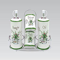 Набір для спецій Maestro MR-20065-04S Польова фантазія 4 керамічні ємності з підставкою