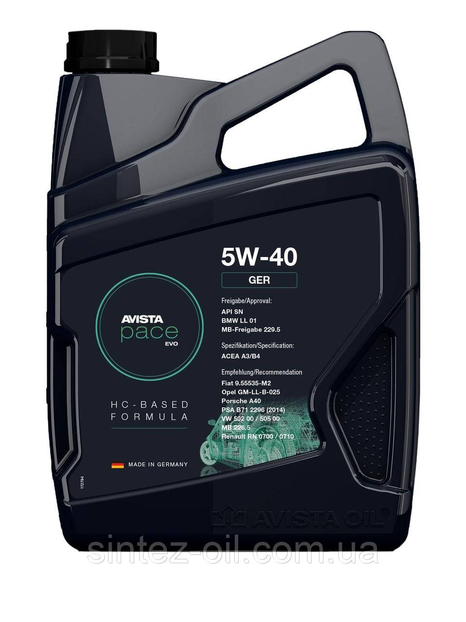 AVISTA pace EVO GER SAE 5W-40 моторна олива, 5 л