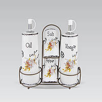 Набір для спецій Maestro MR-20049-04S Незабудка 4 керамічні ємності з підставкою