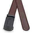 Кожаный мужской ремень с пряжкой автомат V1GKX33-brown, фото 2