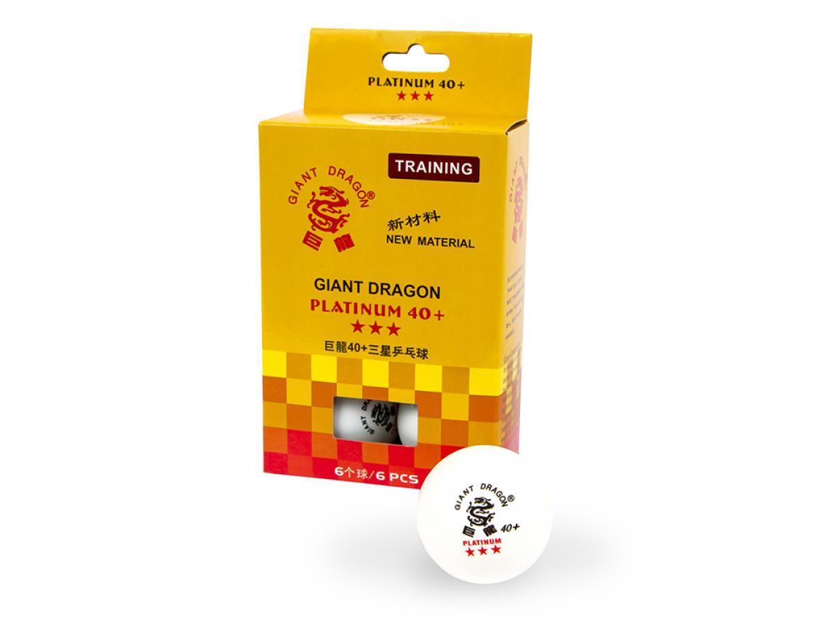 М'ячі для настільного тенісу Giant Dragon Training Platinum 40+ 3зв 6шт білі, М'ячики для настільного тенісу