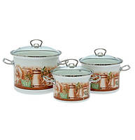 Набор посуды Epos Флоренция 6 предметов, Набор эмалированных кастрюль, Кастрюли для всех видов плит
