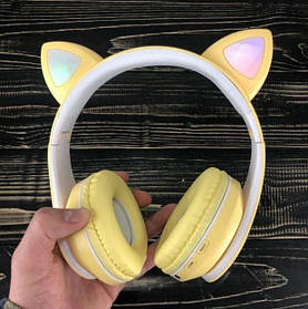 Бездротові накладні дитячі Bluetooth навушники Cat Ear Dr-08 (жовті)
