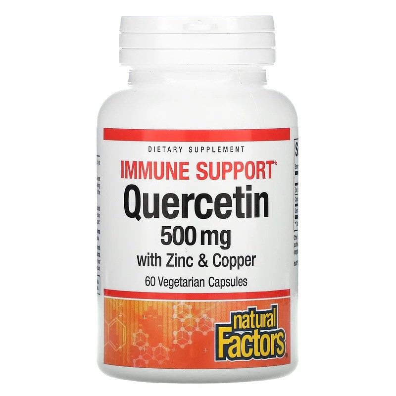 Кверцетин Natural Factors, Immune Support "Quercetin" з цинком і міддю, 500 мг (60 капсул), фото 1