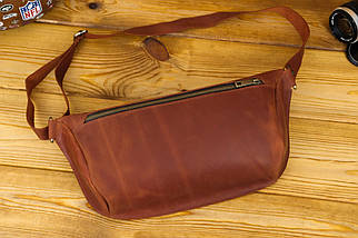 Шкіряна сумка Модель №55, натуральна Вінтажна шкіра, колір коричневий, відтінок Коньяк, фото 2