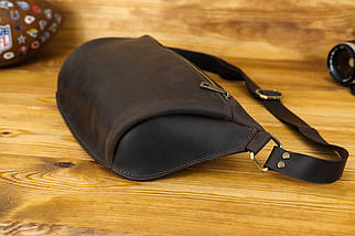 Шкіряна сумка Модель №55, натуральна Вінтажна шкіра, колір коричневий, відтінок Шоколад, фото 2