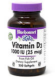 Вітамін Д 1000 Bluebonnet Nutrition Vitamin D3 1000 IU (25 mcg) 250 капсул, фото 3