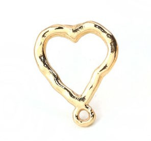 Основа для сережок Finding Серце гвоздик Золотистий 14 мм х 12 мм Ціна за 1 штуку, фото 1