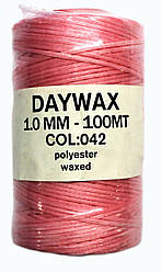 Нитка воскова Daywax 1,0мм 100м. Рожевий 042