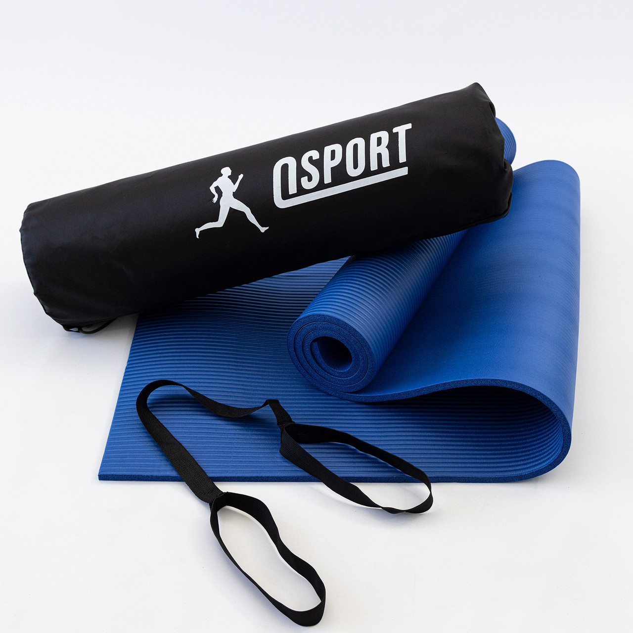 Килимок для йоги та фітнесу NBR + чохол (йога мат, каремат спортивний) OSPORT Mat Pro 1см (n-0011) Синій